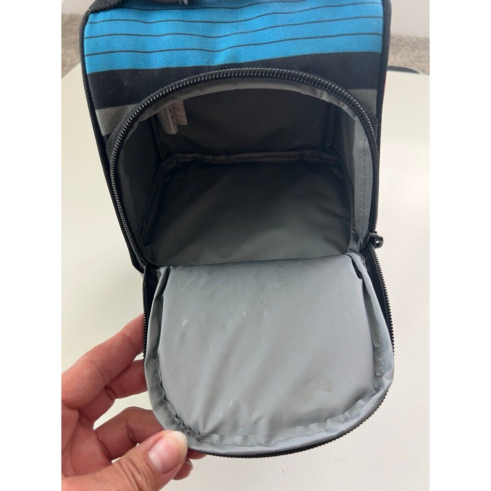 Kids Hurley Skate Black Striped 2 Pouch Insulated School Work Lunch Bag Tote - Picture 7 of 8
